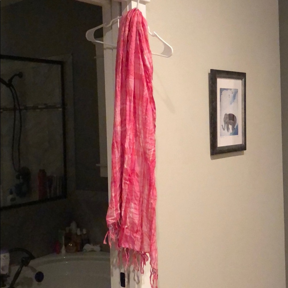 Sheer pink, white, silver scarf